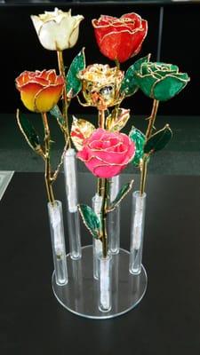 Real Roses dipped or trimmed in 24K and painted to a beautiful finish. A great gift for any anniversary, birthday, or special holiday!