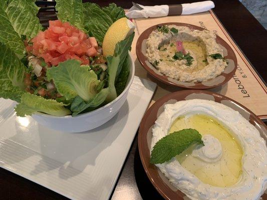 Tabouli salad, labne, Baba ghanouj!!