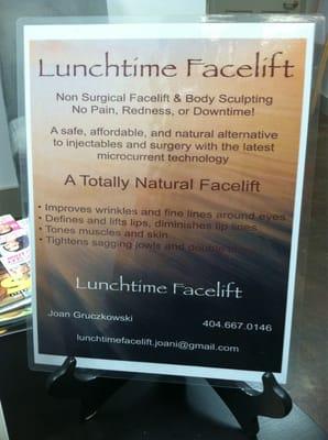 404-667-0146.    Lunchtimefacelift.joani@gmail.com