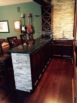 Wood floor added to the whole bar/game room