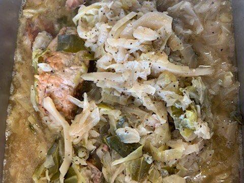 Cabbage with smoked turkey