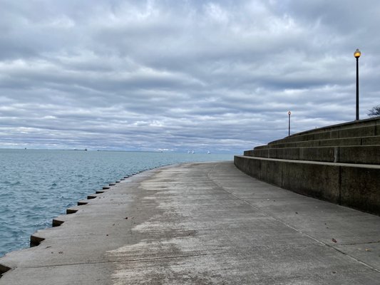 The walking trail right next to the water