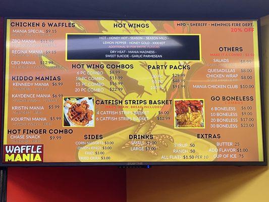 Updated menu as of October 2020