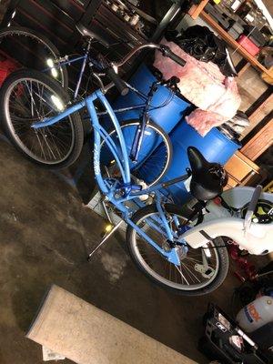 Sky blue Electra 7 speed cruiser