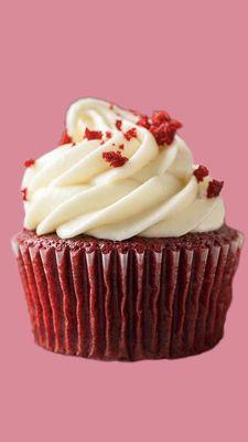 Red Velvet Cupcakes with White Buttercream and Red Velvet Cake Crumbs.