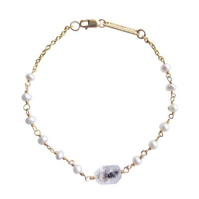 Pearl & Herkimer Diamond Bracelet