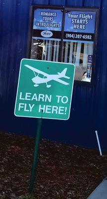 The entrance to Danny's flight school