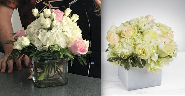 Flowers delivered, on left. What I ordered, on the right.