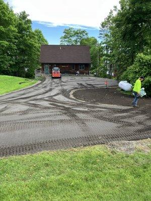 Crushed asphalt driveway