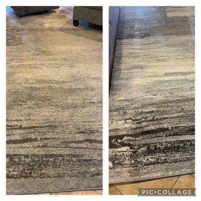 This photo shows before and after carpets extreme difference