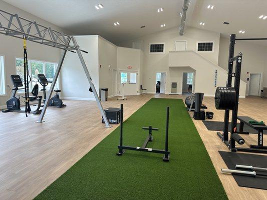 Turf, Squat rack, TRX, cardio equipment