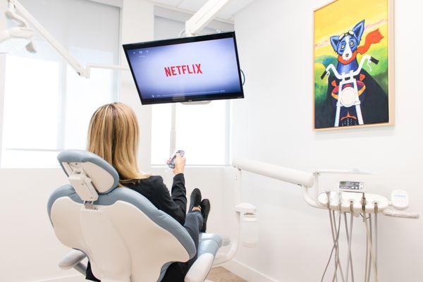 Kill two birds with one stone, get your dental cleaning while catching up on your favorite Netflix show.