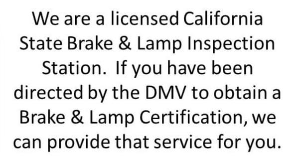 Brake and Lamp certification