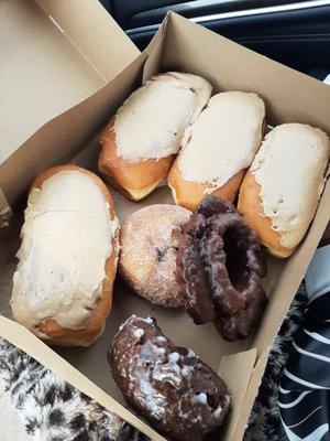 Maple bars, sugar, cake and chocolate donut