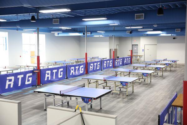 9,000 sq. ft. Table Tennis/Ping Pong facility with 12 professional tables and 7 Table Tennis Robots