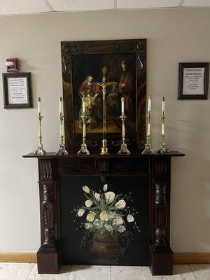 Cross and candle table