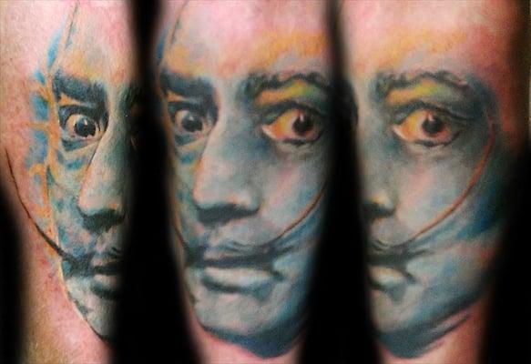 Salvador Dali Portrait Tattoo By Rob McClurg