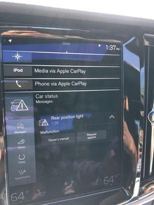 Message that now pops up when starting the car.