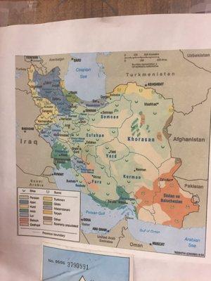 Map of Iran with various provinces.