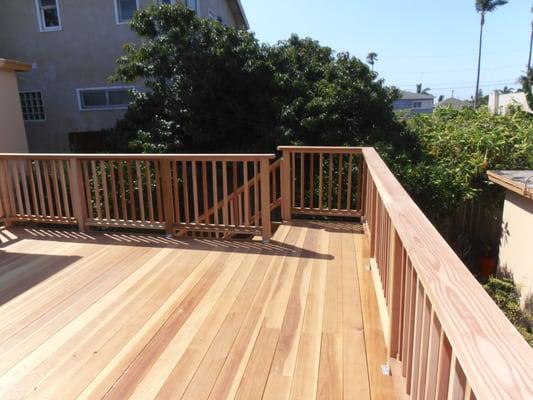 New redwood deck and rails