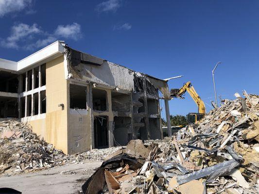 Demolition of a 3-story building.