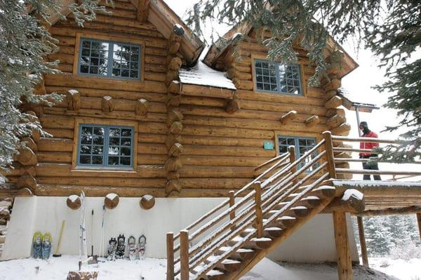 The stairs to the entrance and beautiful deck