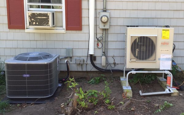 The business side of the house with much anticipated a/c equipment nearly installed.