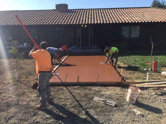 Pouring a concrete slab