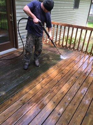 Getting the deck clean!!