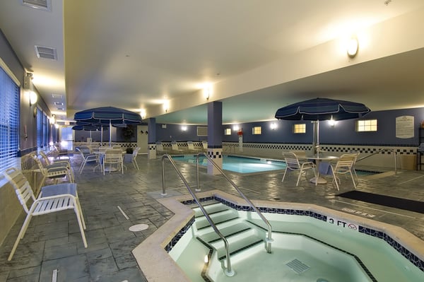 Kids love to swim in our indoor pool while parents relax in the whirlpool.