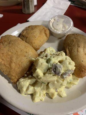 Walleye dinner with homemade potato salad