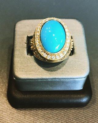 Timeless Mens 18k Turquoise Ring for special order