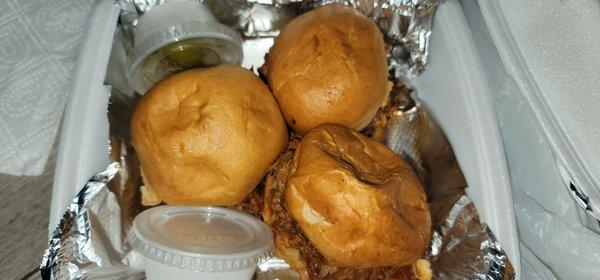 Pulled pork sliders. Very good.