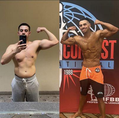 16 week competition prep for bodybuilding show. Jon lost 30 pounds and wonin Men's Physique.