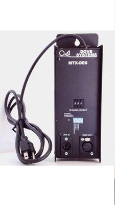 Our MTX-DE8 Dimmer with 8 Channel DMX to Analog Interface, 0 to 10VDC output, a DMX termination switch, Load test function, and more!