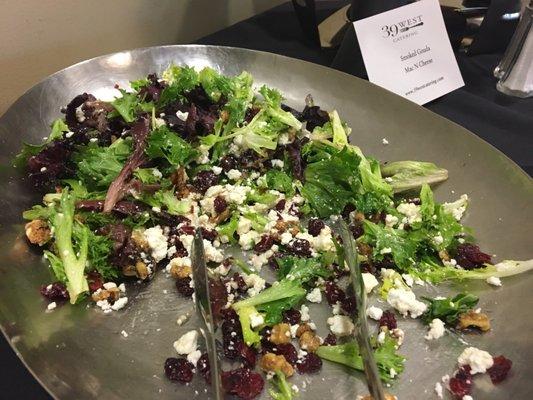 Salad with goat cheese and cranberries- dressings made in house