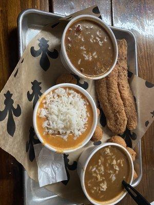 310. Chicken & Sausage Gumbo Coca-Cola Combo AND 452. Seafood Gumbo AND K5. Kid's Fried Catfish (1 pc)