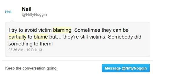 Neil Griffiths thinks women who were raped are "partially to blame" for their assaults. What a decent employee of Muzzy Lane software!