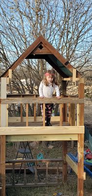 Hid most recent project at the house. An addition to her playhouse!!!!