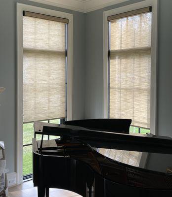 Motorized roller shades.