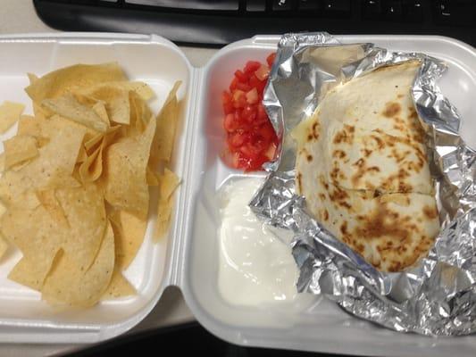 Steak Quesadilla... And free chips! :)