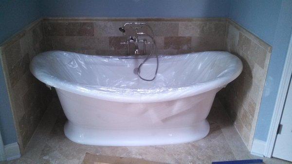 An example of a bath tub installation by us.