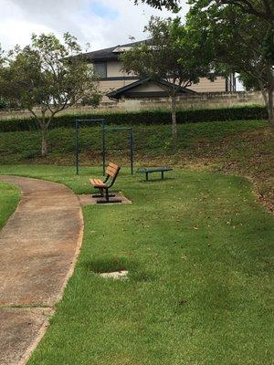 One of the benches and pull up bars and sit up bench