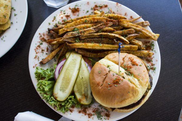 Riverside Hamburger A full 8 ounces of hand pattied beef topped with your choice of Swiss, pimento, or cheddar cheese. Served on Brioche bun