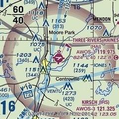 Aeronautical chart showing the airport