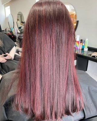 Red Red Wine!
 Balayage with a beautiful Merlot color done by Danielle a Phoenix Salon.