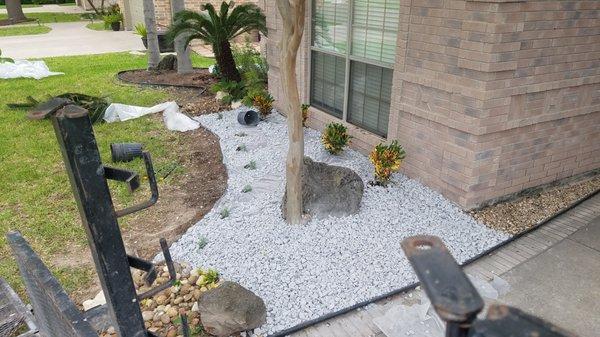 Pic 3 landscaping- applied barrier and rock