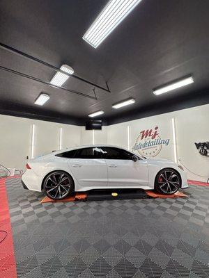 Audi RS7, multistage paint correction, wheels off detail with ceramic coating on paint, glass, wheels and leather.