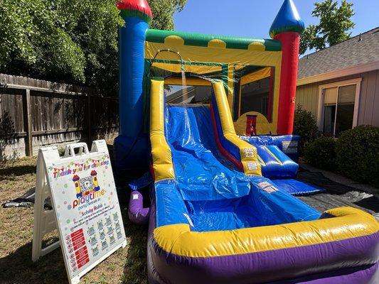 Colorful Combo with the pool add on measuring 15x15x27ft.