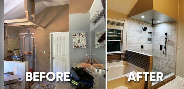 Before & after Comparison of Bathroom transformation